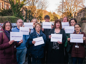 UCU members campaigning for reinstatement of Alison Hayman